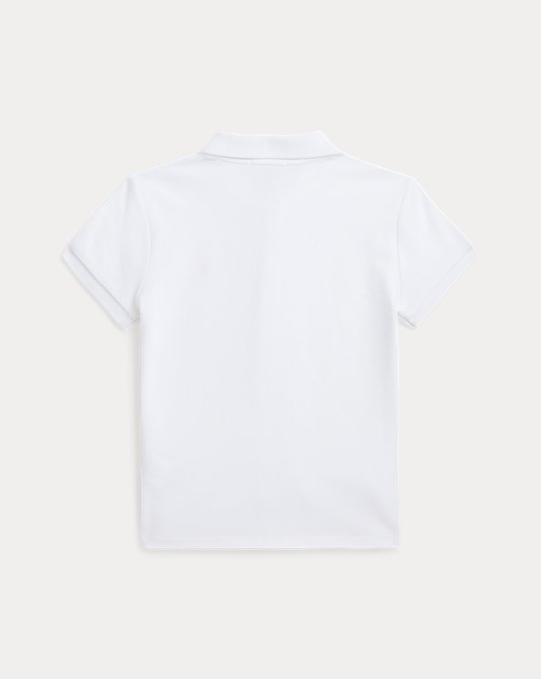 Button-Front Stretch Mesh Polo Shirt