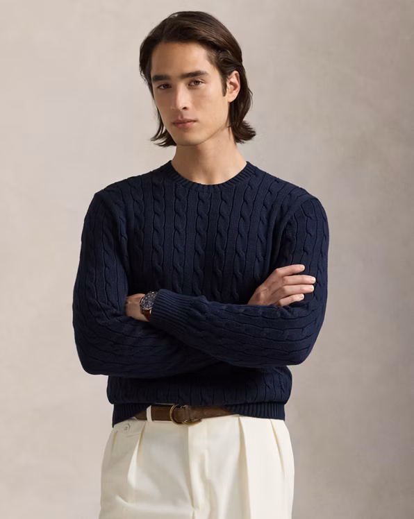 Cable-Knit Cotton Crewneck Jumper