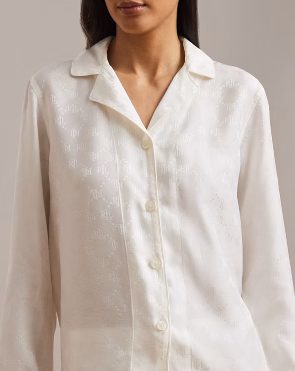 Logo Silk Satin Jacquard Boxer Sleep Set