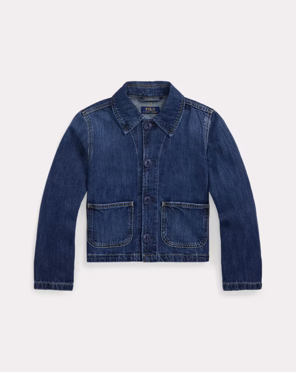 Logo Cotton Denim Boxy Jacket