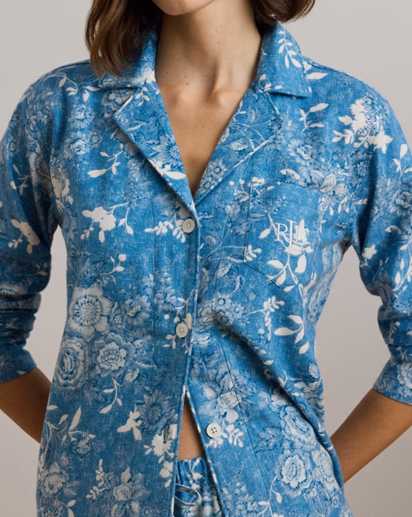 Floral Cotton-Blend Twill Sleep Set