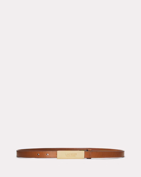 Logo Leather Skinny Belt