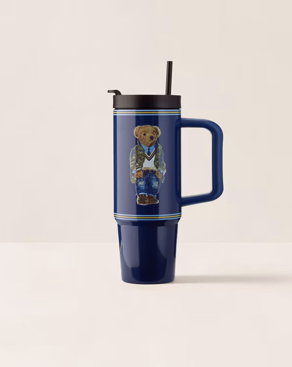 Heritage Polo Bear Water Bottle & Straw