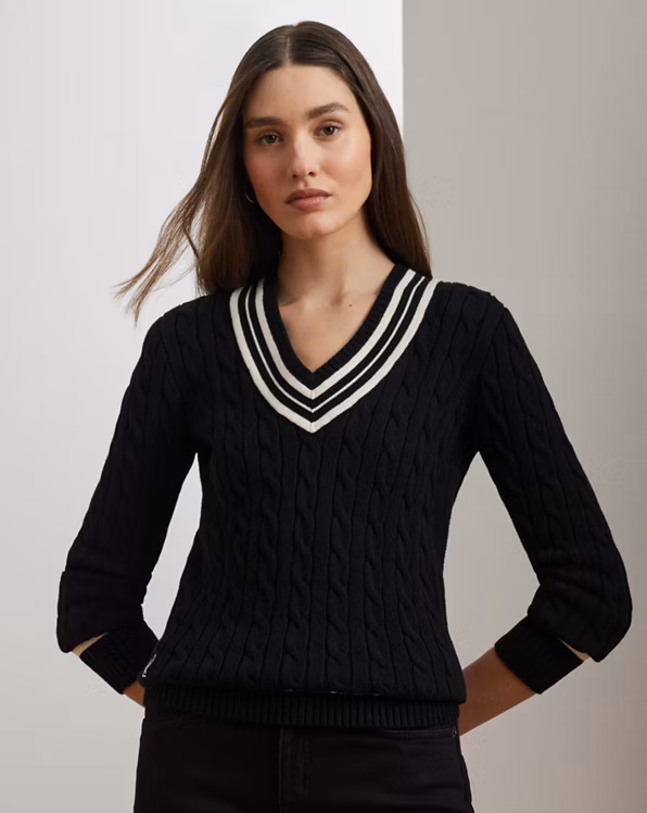 Cable-Knit Cotton Cricket Jumper