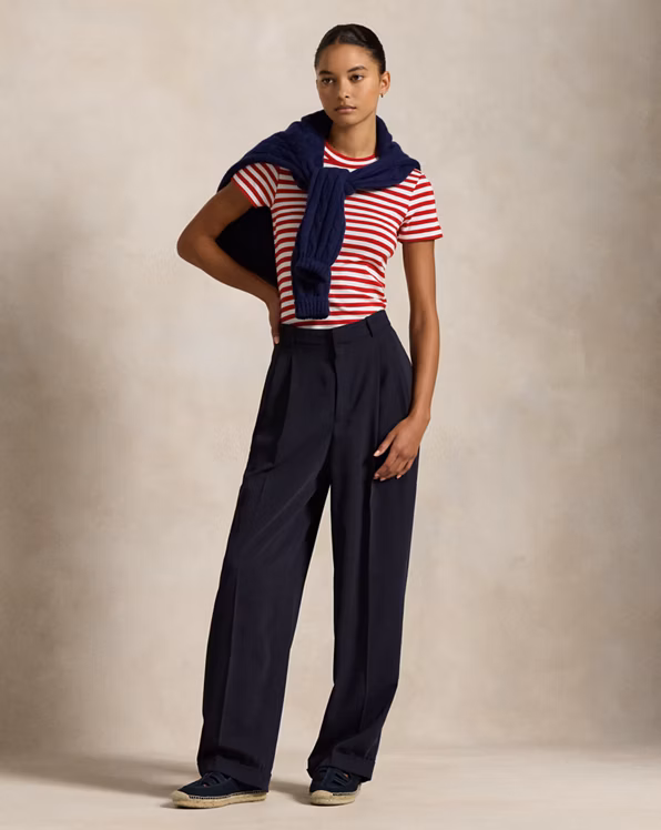 Striped Rib-Knit Cotton Crewneck T-Shirt