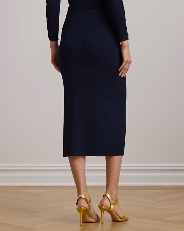 Rib-Knit Pencil Midi Skirt