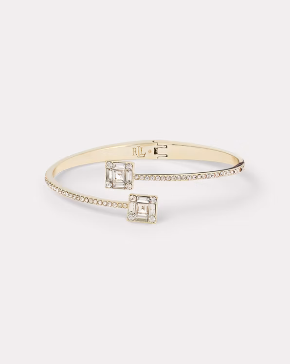 Pavé Silver-Plated Stone Hinge Bangle