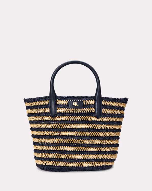 Striped Straw Medium Brie Tote Bag