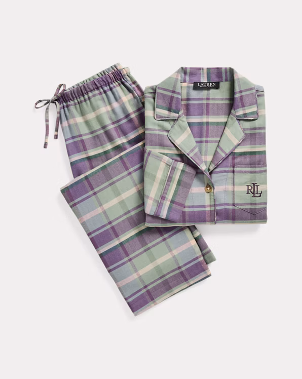 Plaid Herringbone Twill Sleep Set