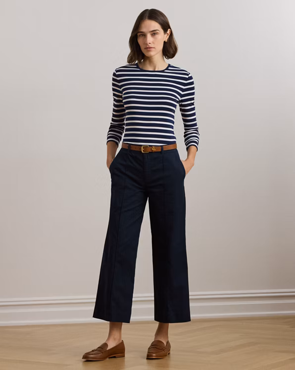 Striped Stretch Cotton Long-Sleeve Tee
