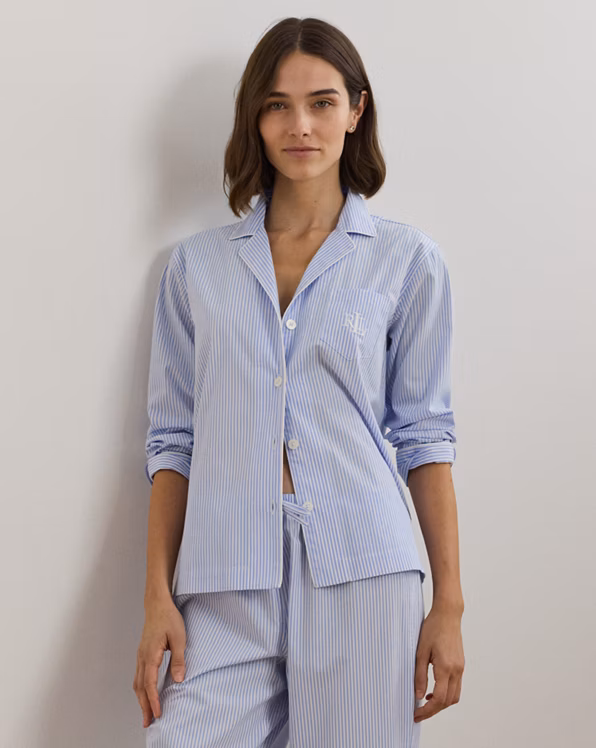 Striped Cotton Poplin Sleep Set