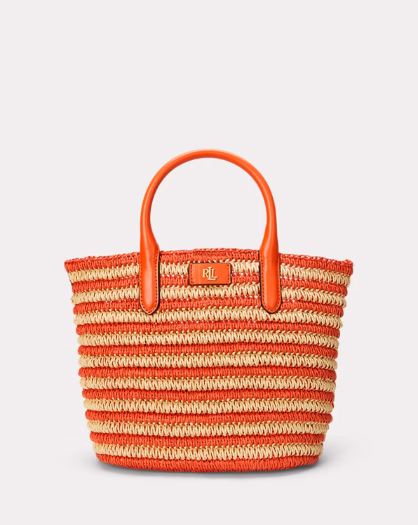 Striped Straw Medium Brie Tote Bag