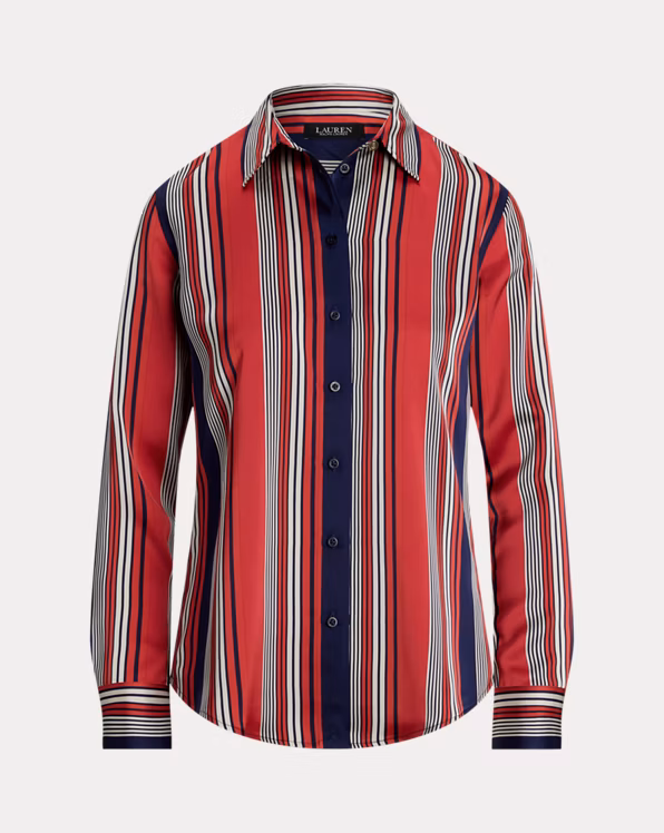Classic Fit Striped Charmeuse Shirt
