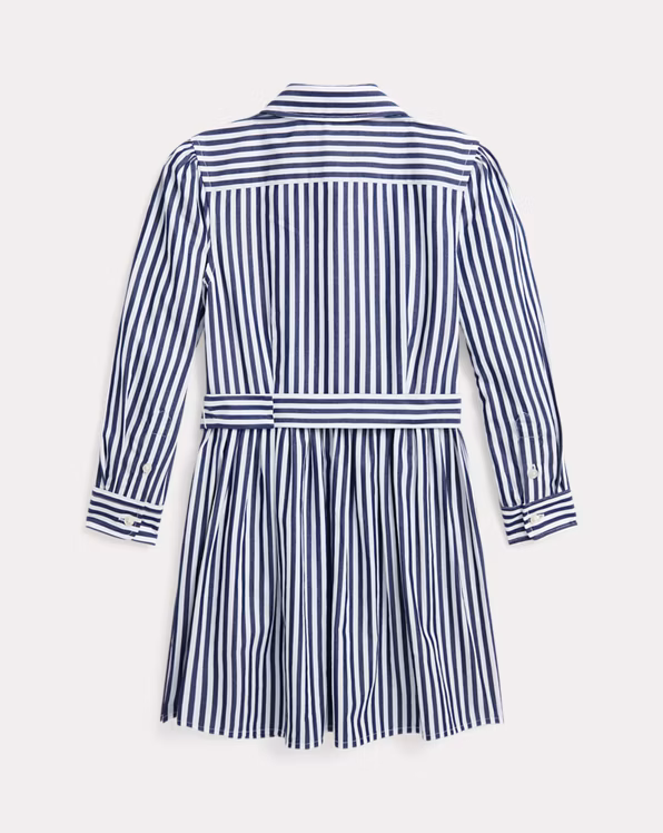 Striped Belted Cotton Poplin Shirtdress