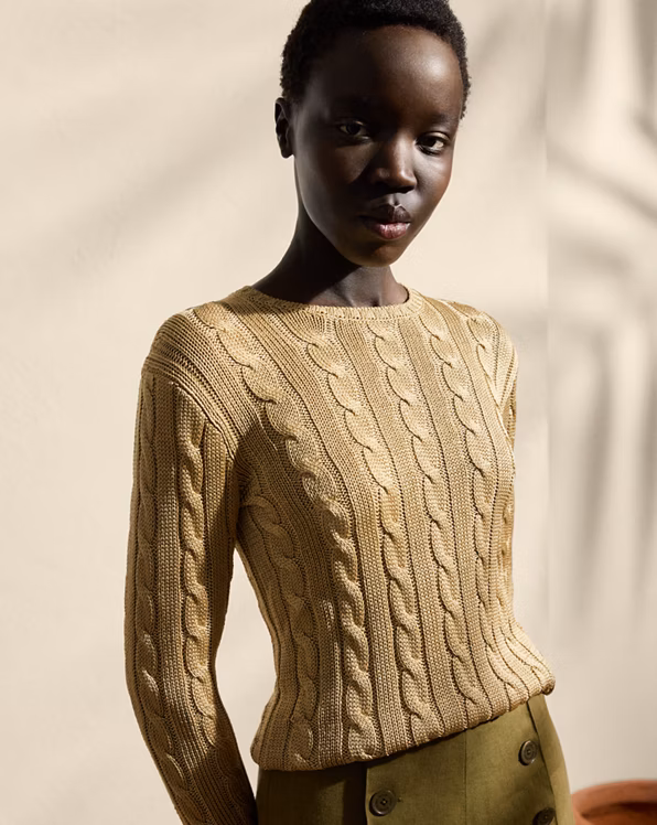 Cable-Knit Silk Crewneck Jumper