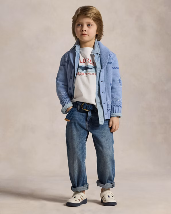 Nautical-Inspired Cotton Shawl Cardigan