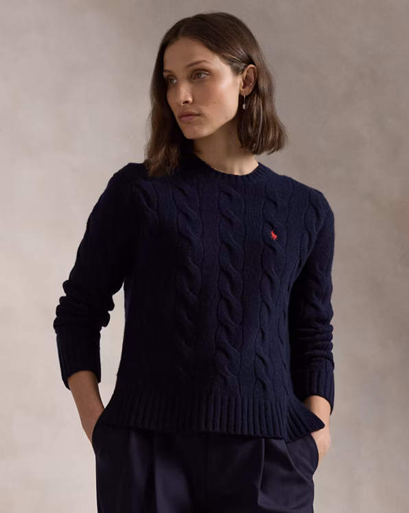 Classic Fit Cable Wool-Cashmere Jumper