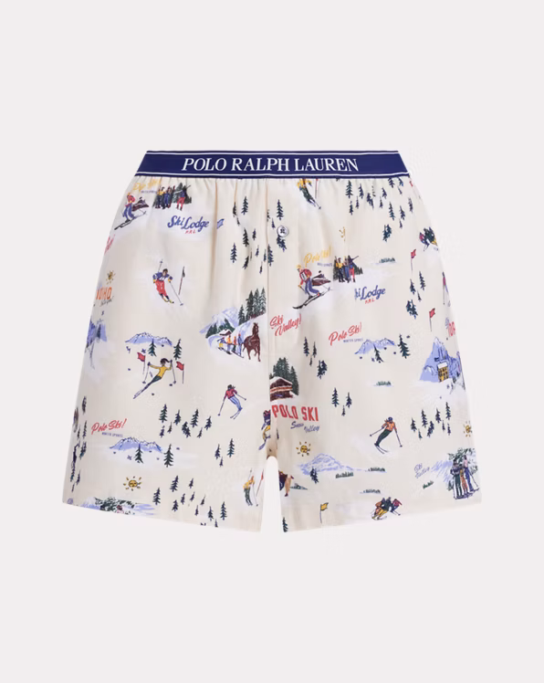 Ski-Motif Cotton Boxer