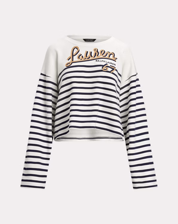 Striped French Terry Cropped Sweatshirt