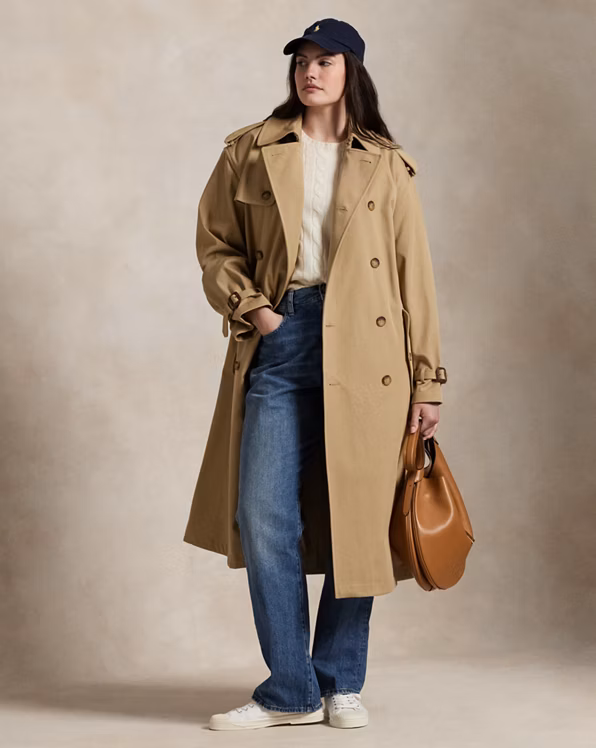 Double-Breasted Twill Trench Coat