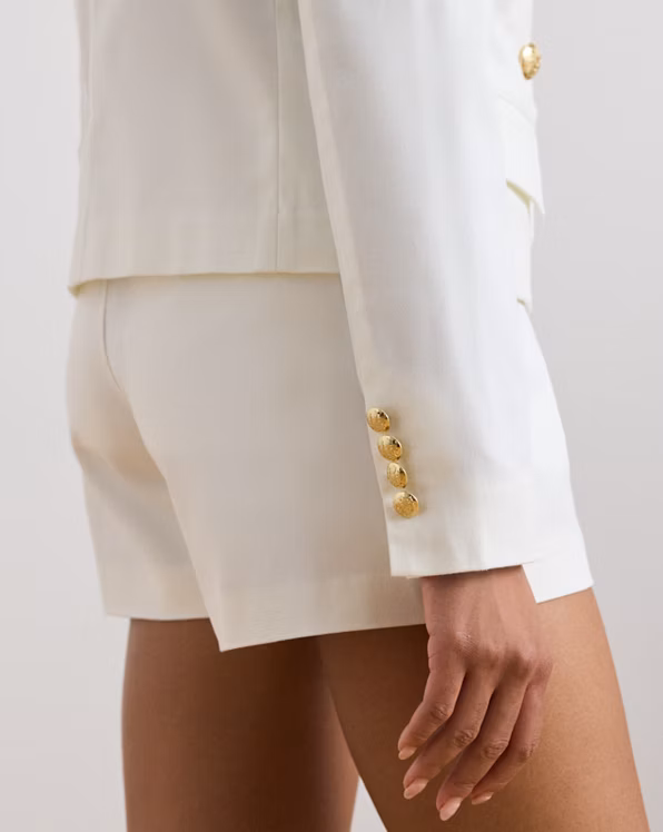 Double-Breasted Canvas Cropped Blazer