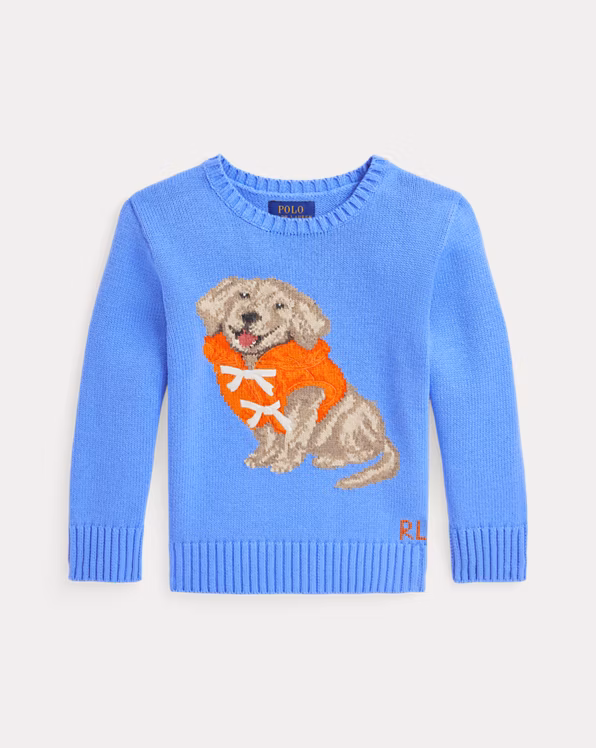 Dog-Intarsia Cotton Jumper