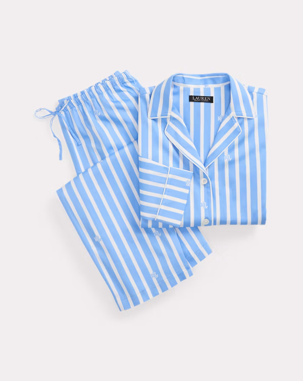 Logo Striped Sateen Sleep Set