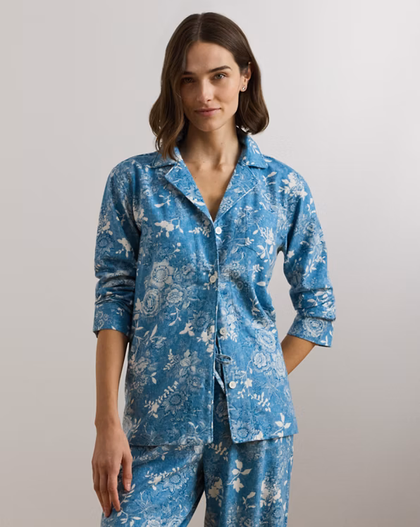 Floral Cotton-Blend Twill Sleep Set