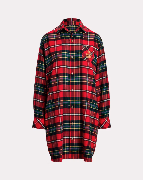 Plaid Herringbone Twill Sleep Shirt