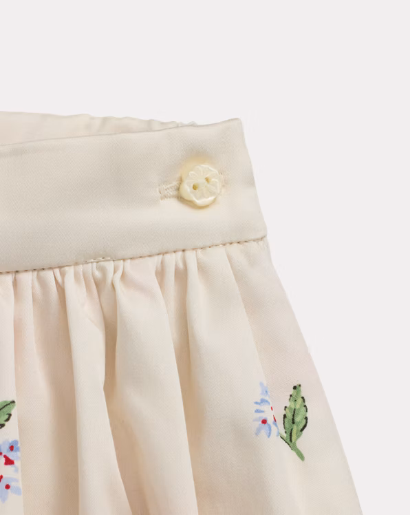 Floral Cotton Sateen Top & Skirt Set