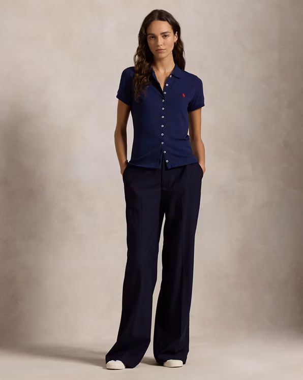 Buttoned-Placket Polo Shirt