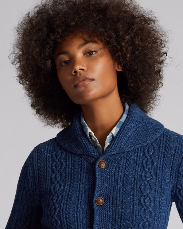 Cable Cotton-Wool Shawl Cardigan