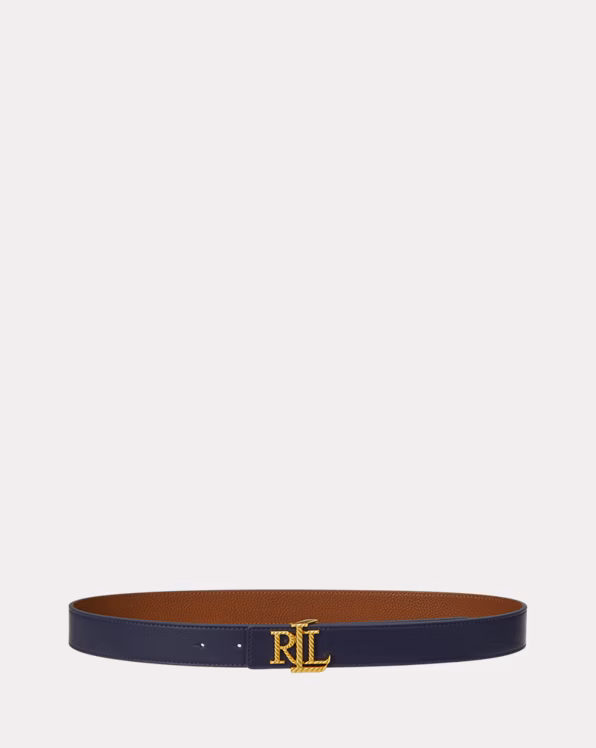 Logo Reversible Pebbled Leather Belt