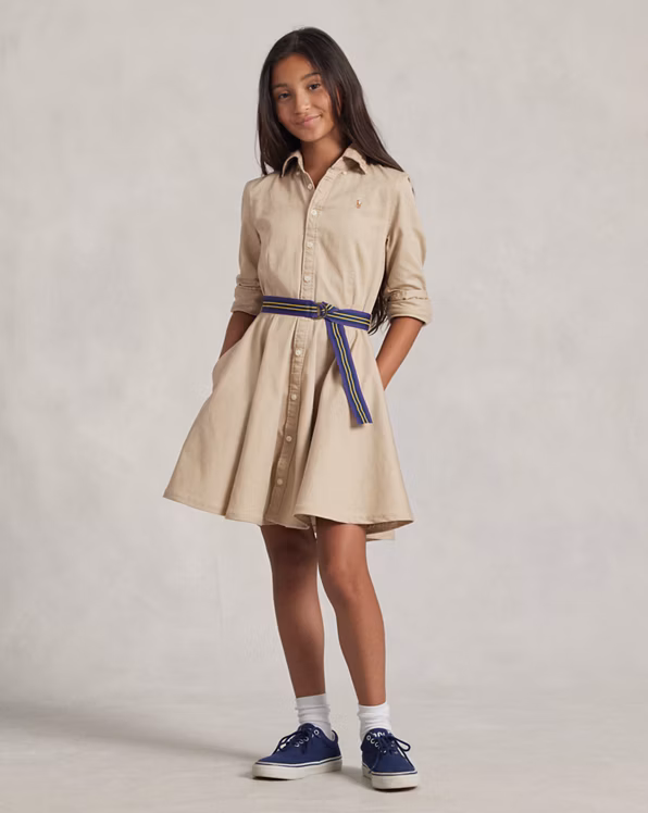 Belted Cotton Chino Shirtdress
