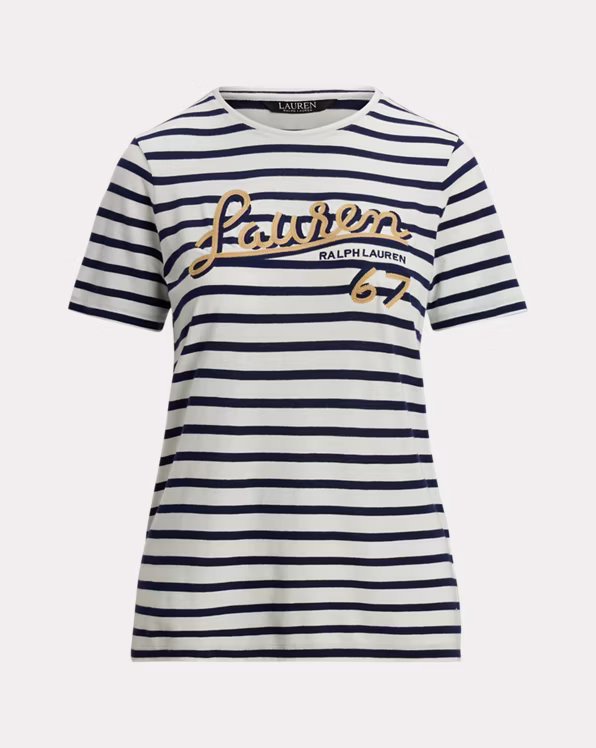 Logo Striped Cotton-Blend Jersey Tee