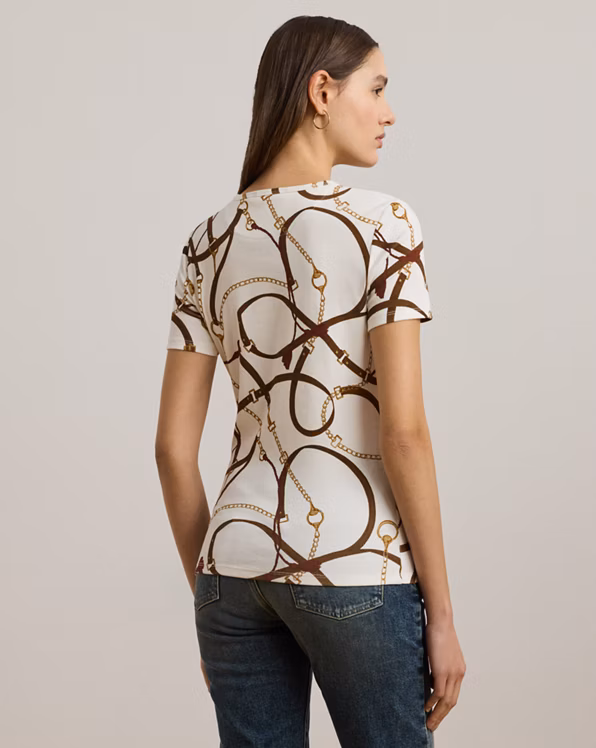 Belting-Print Cotton-Blend Crewneck Tee