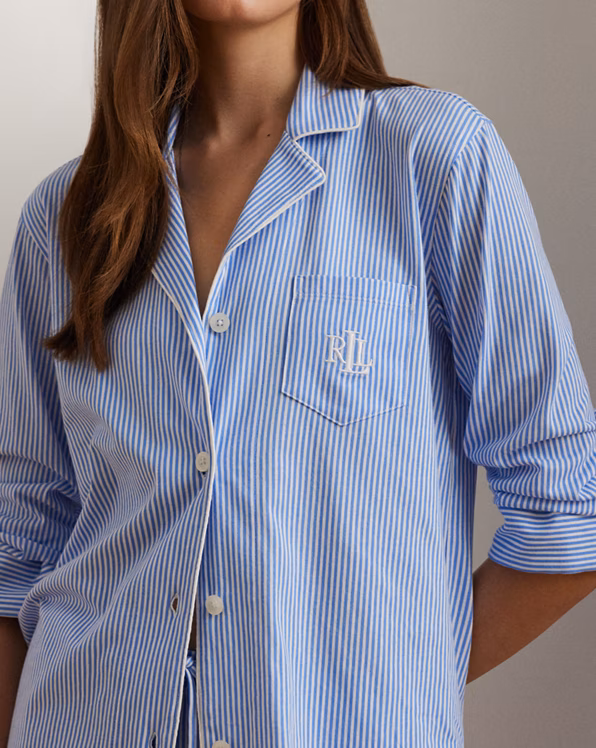 Striped Cotton Jersey Capri Sleep Set