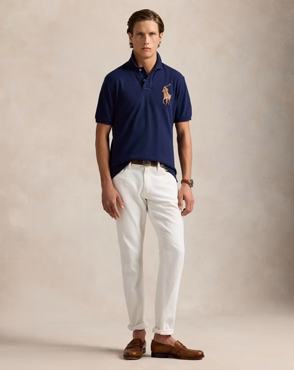 Classic Fit Leather-Pony Mesh Polo Shirt