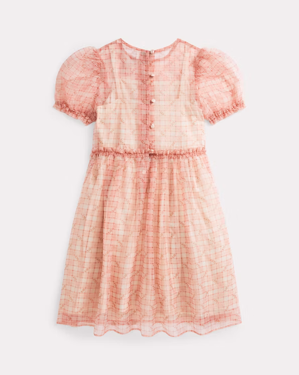 Floral Plaid Organza Dress