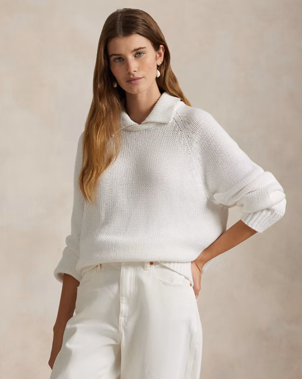 Layered-Collar Cotton Jumper