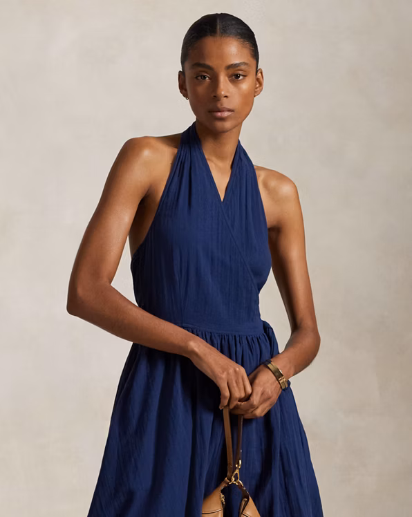 Cotton Halter Wrap Dress