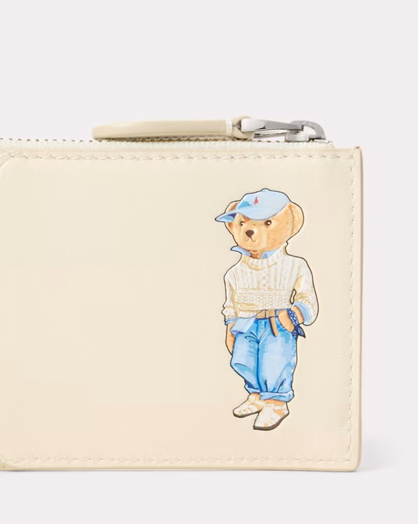 Polo Bear Leather Zip Card Case