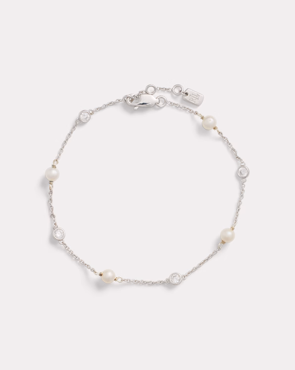 Sterling Silver Pavé Pearl Bracelet