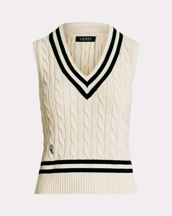 Cable-Knit Cotton Sleeveless Jumper