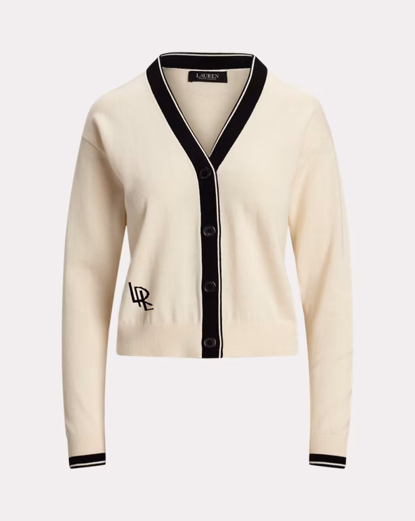 Two-Tone Cotton-Blend Cardigan