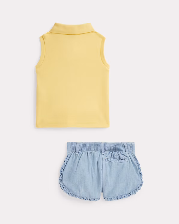 Cotton Polo Shirt & Chambray Short Set