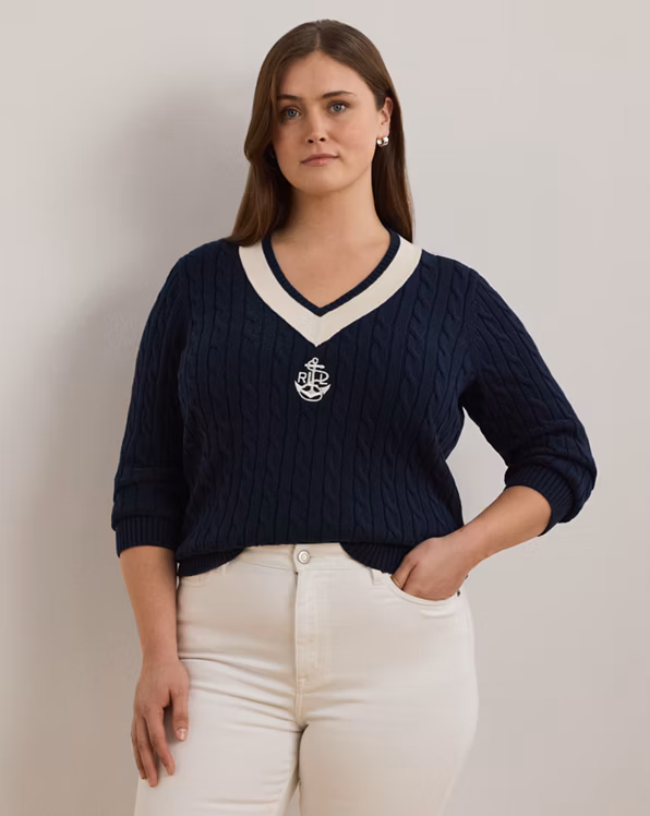Cable-Knit Cotton Cricket Jumper