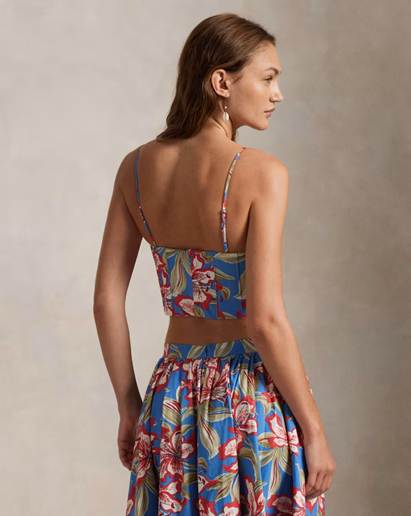 Floral Cotton Bustier Top