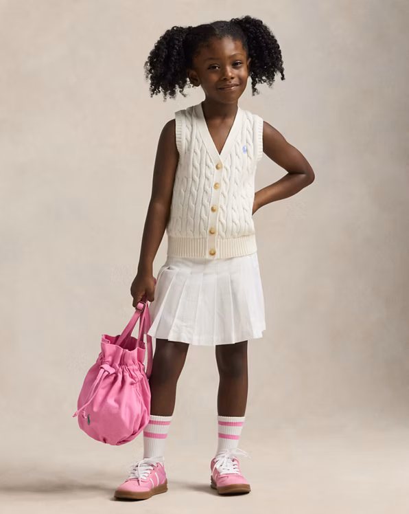 Pleated Cotton Seersucker Wrap Skort