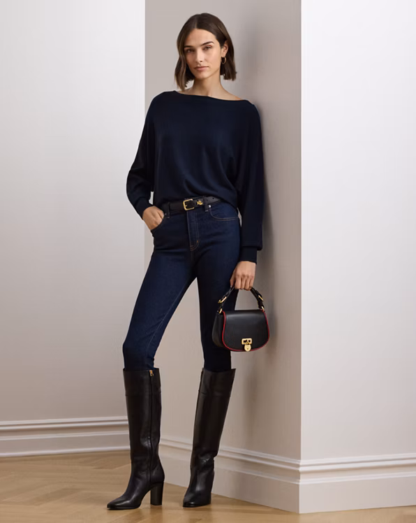 Cotton-Blend Dolman-Sleeve Jumper